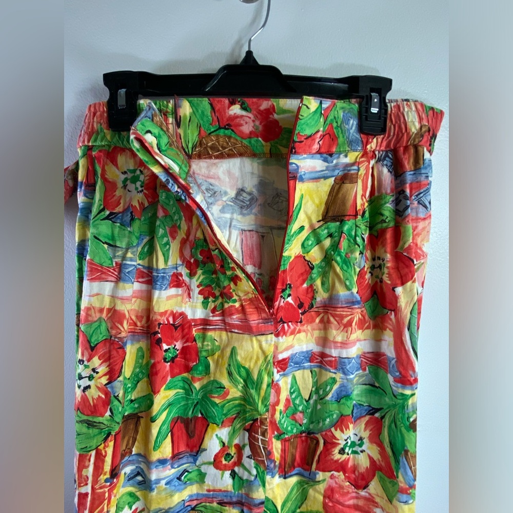 Bonnie Boynton Tropical Print Cotton Wrap Skirt Size L USA NWOT Vintage SKU0291 - Picture 4 of 7